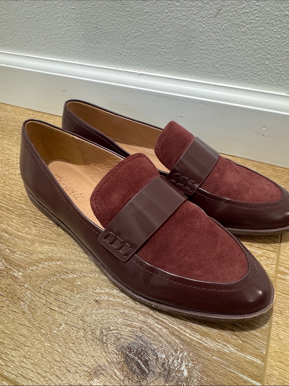 Womens Alex Loafer Burgundy Suede & Leather Penny Loafers